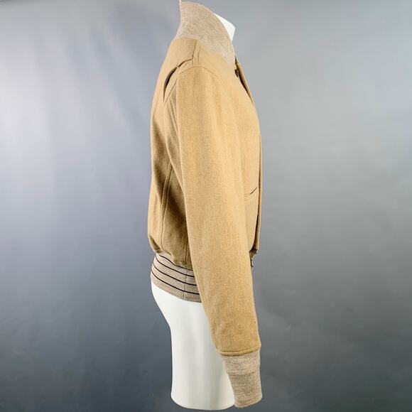 HAIDER ACKERMANN Size 38 Tan Wool Cotton Cropped Blouson Bomber Jacket - Picture 2 of 7